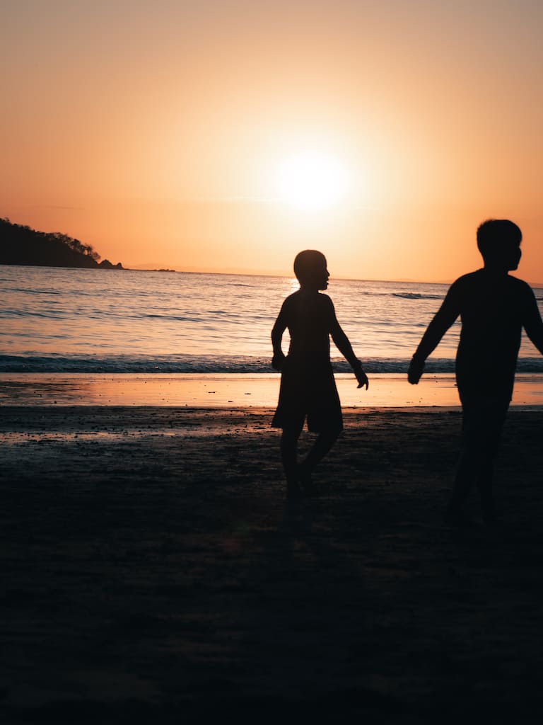 Sunset Santa Catalina Beach Panama Kids playing