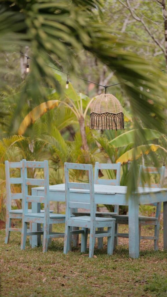 tropical villas garden table