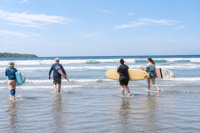 Australia Retreat 1 Group of surfers walking to the waves at Byron Bay